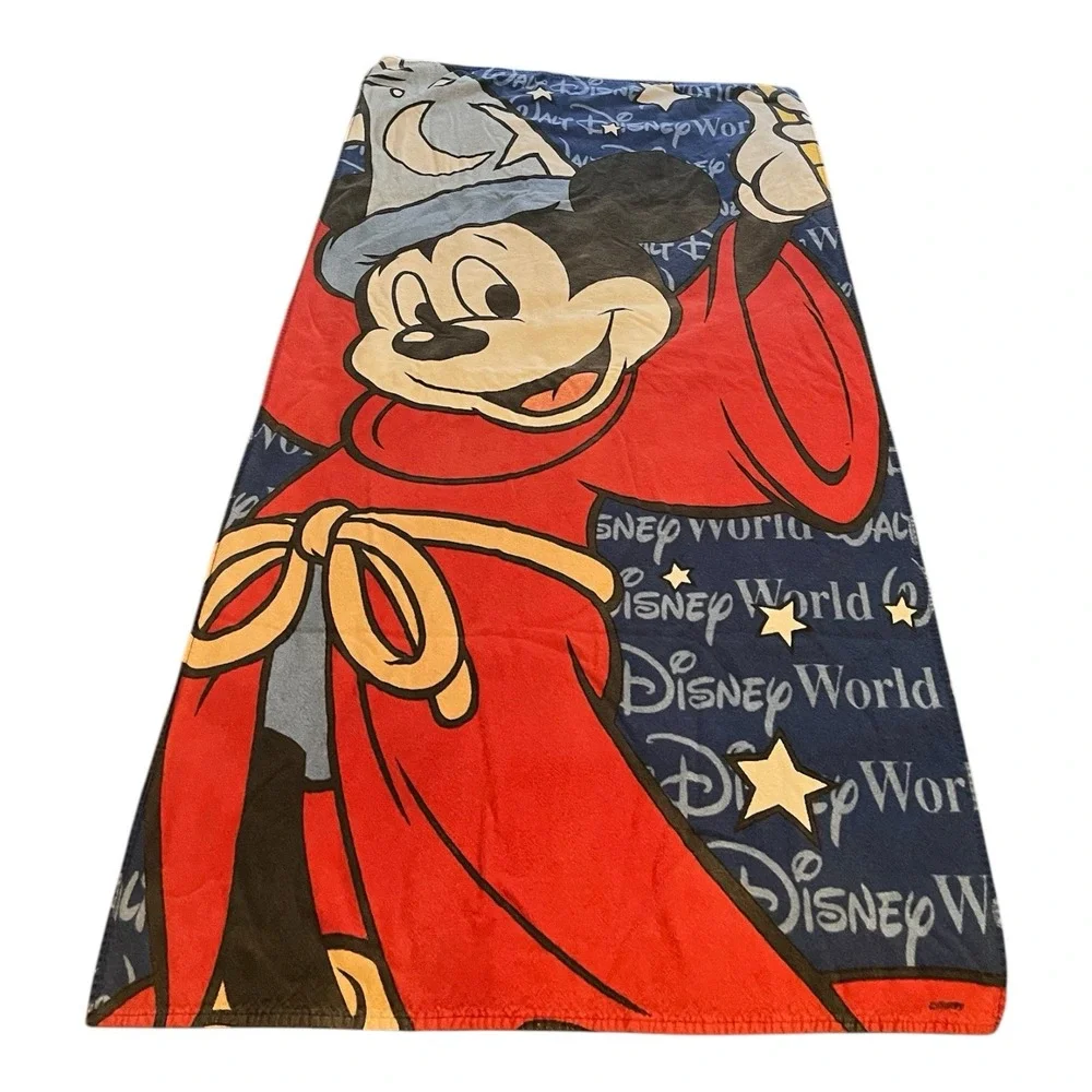 Vintage 1990s Disney Mickey Mouse Fantasia Beach Towel 100% Cotton 30x59